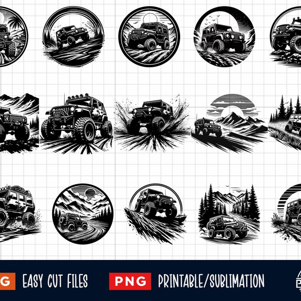 15 OFFROAD Svg Png, Offroad Vehículo Svg, Offroad Clipart Png, Aventura Svg, Off Road Svg Cortar archivos, Camping svg, Senderismo svg, Montañas Svg