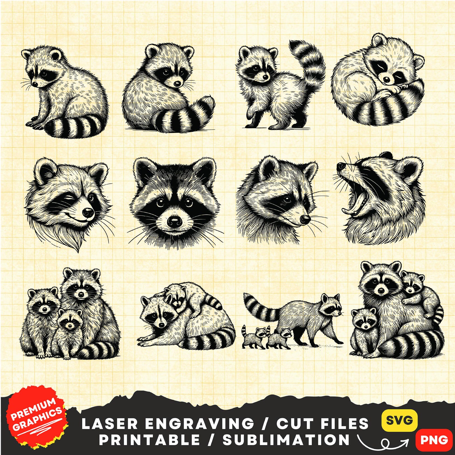 30 Raccoon SVG, Raccoon Png, Clipart Raccoon, Raccoon Silhouette ...