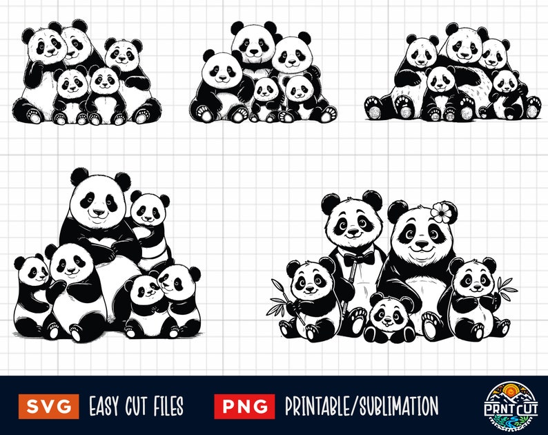 30 Panda SVG PNG Bundle, Pandas Svg, Baby Panda Svg, Pandas Family Svg ...