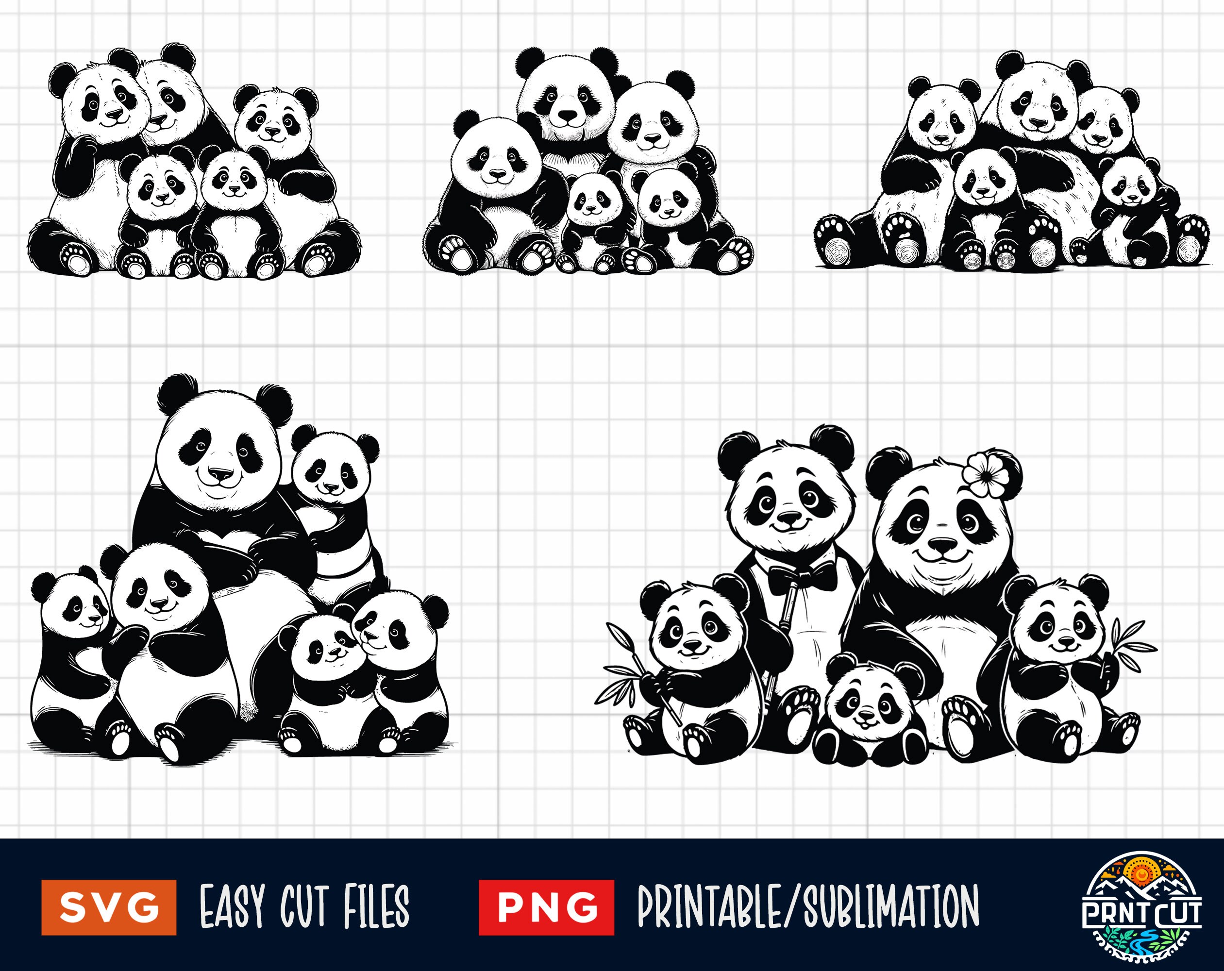 30 Panda SVG PNG Bundle, Pandas Svg, Baby Panda Svg, Pandas Family Svg ...
