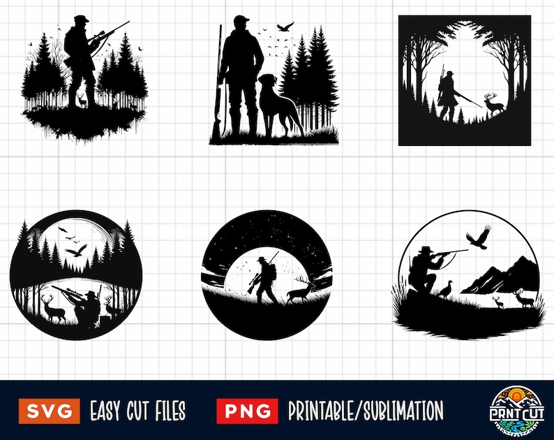 30 Hunter Scene SVG, Hunting Svg, Hunting Clipart,hunting Png, Hunter ...