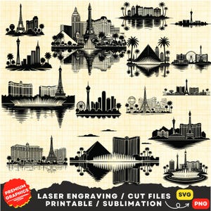 Las Vegas skyline Silhouette, Las Vegas skyline line drawing, Las vegas Svg, Las vegas Png, hub resorts svg, Skyline svg, Las vegas city svg
