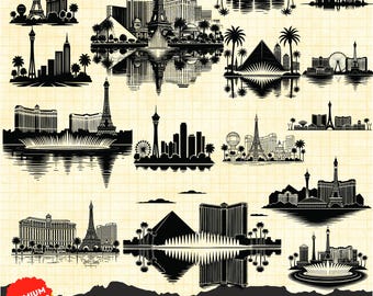 Las Vegas skyline Silhouette, Las Vegas skyline line drawing, Las vegas Svg, Las vegas Png, hub resorts svg, Skyline svg, Las vegas city svg