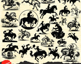 Rodeo Svg Bundle, Cowboy Svg, Rodeo Scene svg, Rodeo Clipart Png Silhouette Laser Cut, Cowboy Silhouette Svg Clipart Png, Horse Riding svg