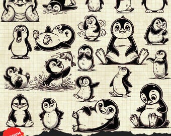 Funny Penguin SVG, Quirky Penguin Svg, Penguin Svg, Penguin Clipart Png, Cute Penguin Svg, Penguin anime Cartoon, Penguin Laser Cut, Penguin