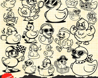 Gummiente SVG, süße Ente SVG, Baby Ente SVG, lustige Ente SVG, Gummiente Clipart Png, Enten zwart Png, Enten Sonnenbrille, Gummiente Laser geschnitten