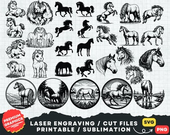 40 Horse Svg Bundle, Horse Svg, Horse Silhouette, Horse Svg, Clipart Horse Png Print, Horse Head Svg, Horse Laser Cut files, Foal Svg,