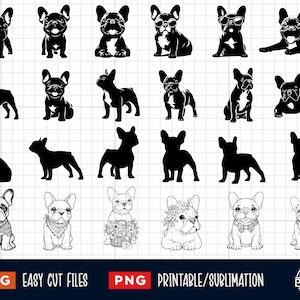 24 Französische Bulldogge SVG Bundle, Französische Bulldogge SVG, Französische Bulldogge Druck, Französische Bulldogge Png, Hund SVG Png, Französische Bulldogge Silhouette Cricut