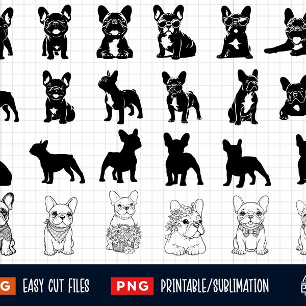 24 French Bulldog SVG Bundle, French Bulldog Svg,  French Bulldog Print, French Bulldog Png, Dog Svg Png, French Bulldog Silhouette Cricut