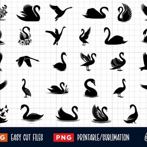 30 Swan SVG Bundle, Swan Svg, Swan Png, Swans Svg Png, Swan Cut File, Swan silhouette, Swan Clipart, Swan Vector, Swan lake Svg, Swan Flower