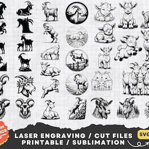 35 Ziegen-Svg-Bundle, Ziegen-Svg, Ziegen-Png-Clipart, Ziege Laser geschnitten-Datei, Ziegen-Kopf-Svg, Bauernhof-Svg, Ziegen-Gesichts-Svg, Baby-Ziege-Svg, Ziegen-Silhouette