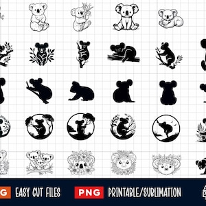 30 Cute Koala SVG Bundle, Koala Svg, Koala Png, Koala Bear Svg Png, Koala Cut File, Koala silhouette, Koala Clipart, Koala Laser Cut Files
