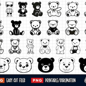 Teddy Bear Svg, Teddy Bear Png Clipart, Teddy Bear Head Cricut, Cute Bear Svg, Teddy Bear Face, Teddy Bear Silhouette, Teddy Bear Cut File