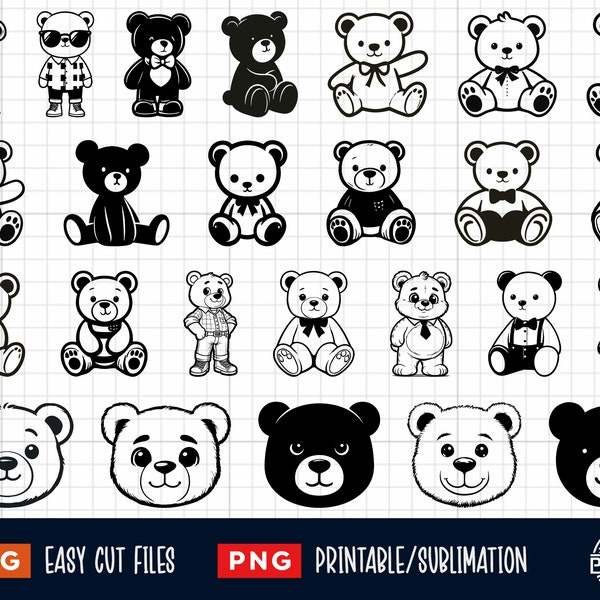 Teddy Bear Svg, Teddy Bear Png Clipart, Teddy Bear Head Cricut, Cute Bear Svg, Teddy Bear Face, Teddy Bear Silhouette, Teddy Bear Cut File