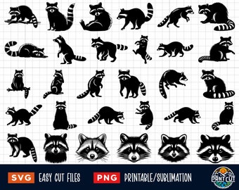 30 Raccoon SVG Bundle, Raccoon Svg, Raccoon Head Svg, Raccoon Png, Raccoons Svg Png, Raccoon Cut File, Raccoon Silhouette, Raccoon Clipart,