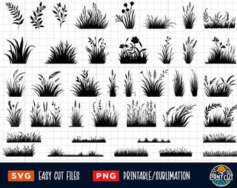 40 Grass SVG Bundle, Grass Svg, Grass Png, Wild grass Svg, Lawn Svg, Botanical Grass Svg, Grass Cut File, Grass silhouette, Grass Vector