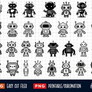 30 Robot SVG Bundle, Robot Svg, Robot Png, Robot Coloring Pages, Robot Cut File, Robot silhouette, Robot Clipart, Robot Vector, Robot Cricut