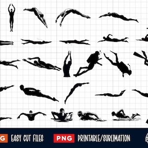 30 Swimmer SVG, Swimming Svg Png, Swimmer Png, Diving Svg Png, Diver Svg Png, Swimmer Cut File Cricut, Swimmer silhouette, Swimmer Clipart