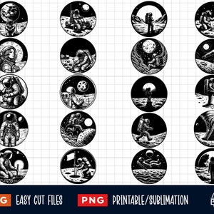 20 Astronauta Luna SVG Png Bundle, Astronauta Scena Svg Png, Astronauta Lunare svg, Spazio Svg, Astronauta Spazio Svg File Taglio Laser Clipart Stampa
