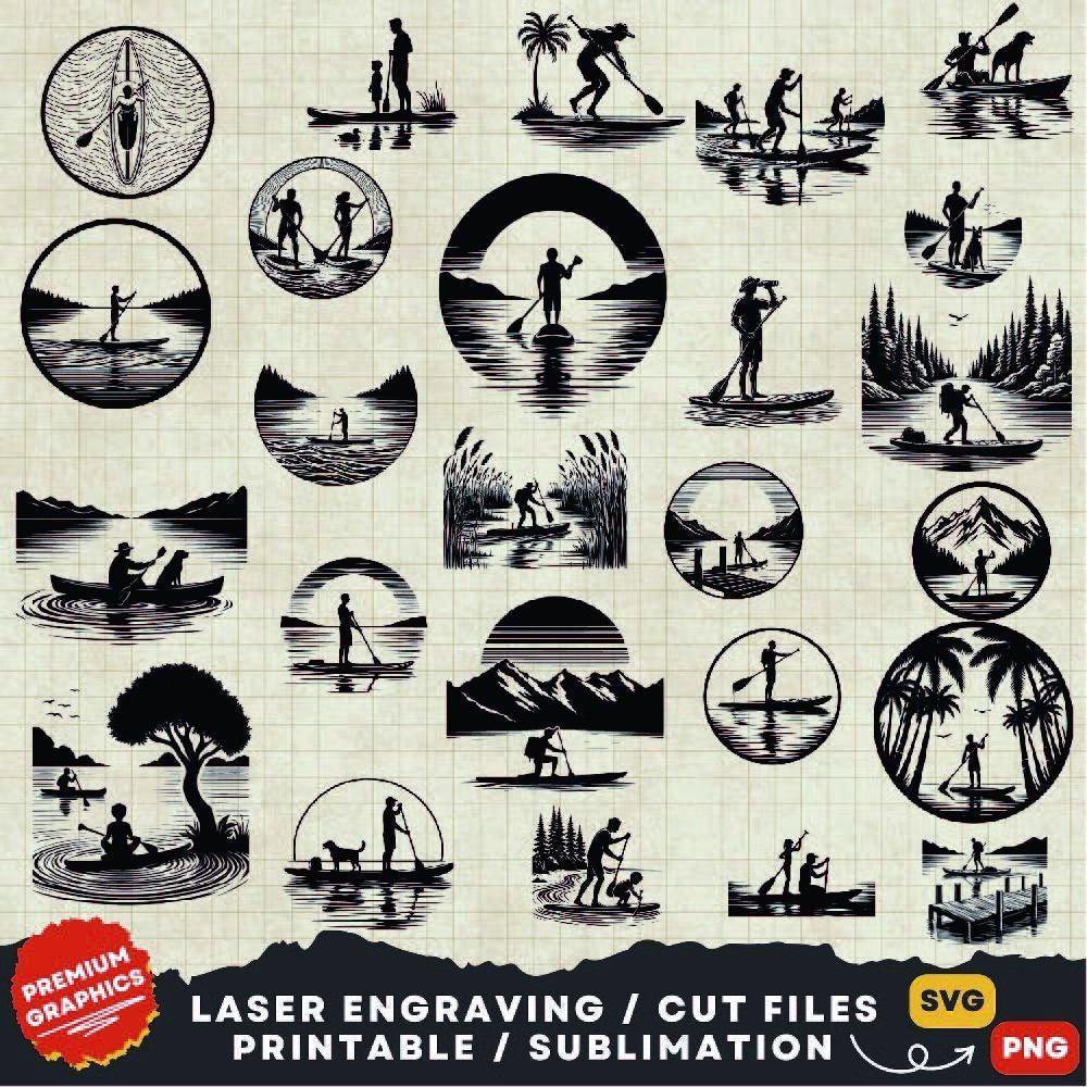 25 tablas de paddle surf SVG, tablas de paddle surf Svg, silueta de tabla de paddle surf, imágenes prediseñadas de tabla de paddle surf PNG, tablas de