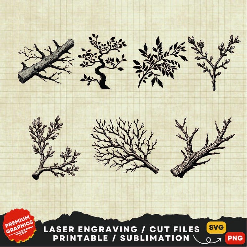 Tree Branch SVG Bundle, Branch Svg, Tree Branch Laser Cut File, Tree ...