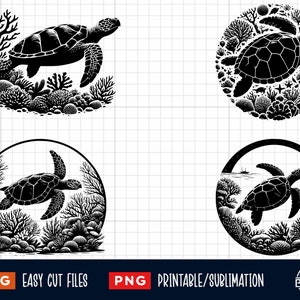 9 Tortugas Marinas Svg Png paquete, Tortuga Marina Svg, Svg submarino, Tortuga Svg Png, Tortuga Marina Clipart, Silueta de Tortuga Marina, Imprimir Vector Cricut