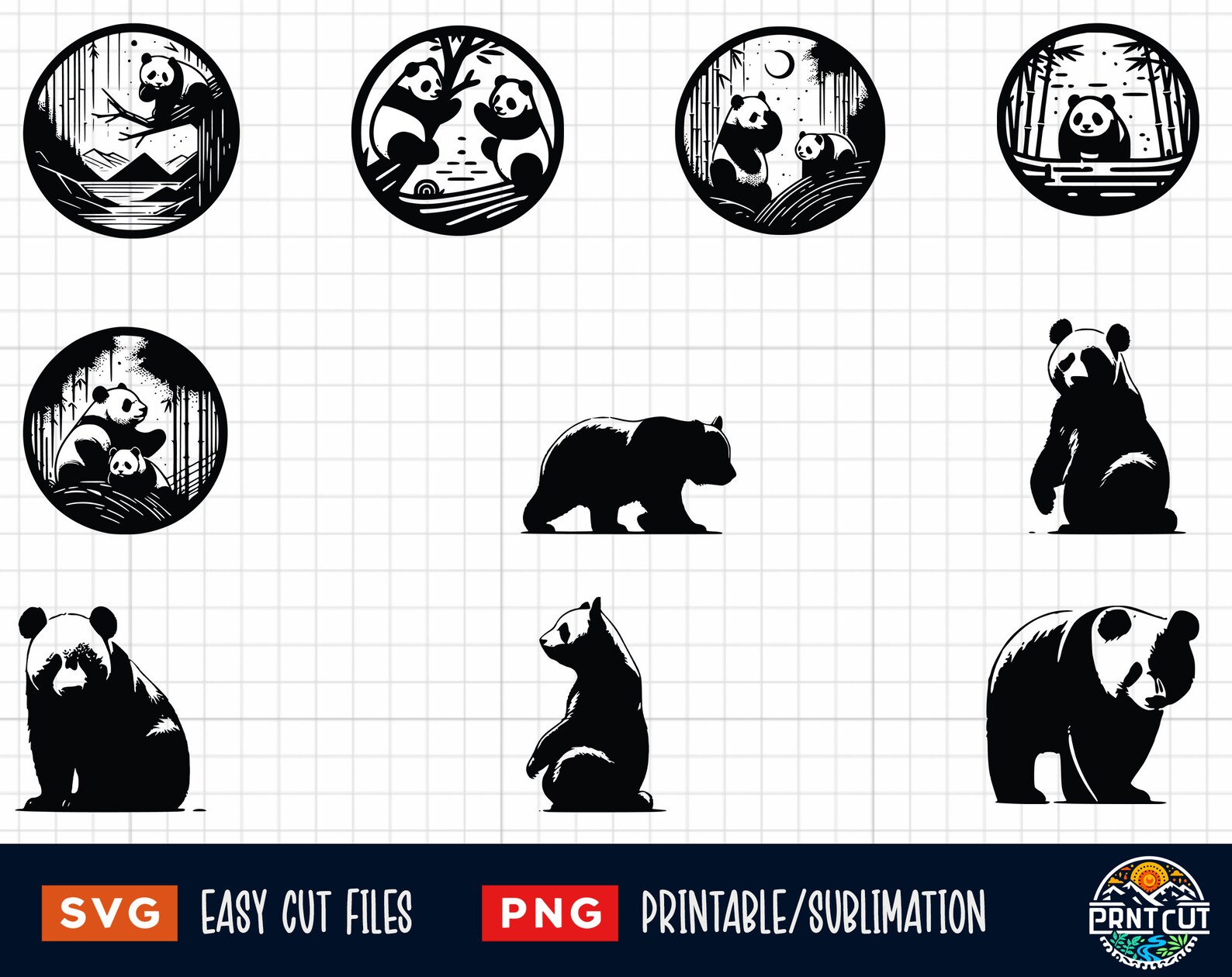 30 Panda SVG PNG Bundle, Pandas Svg, Baby Panda Svg, Pandas Family Svg ...