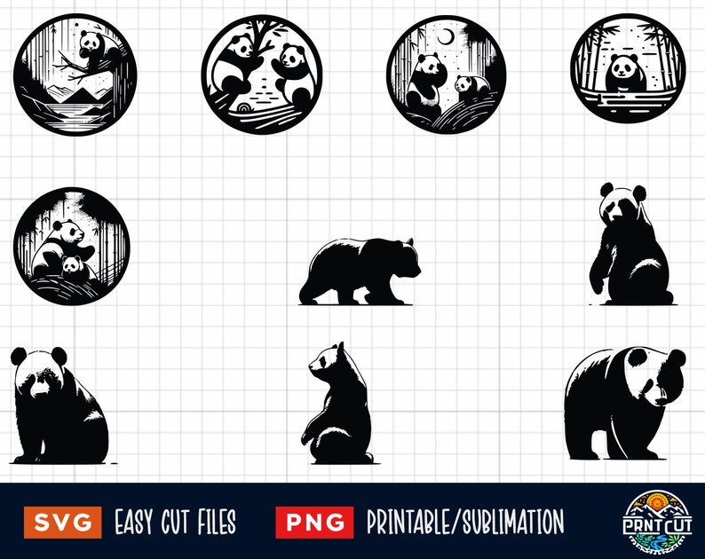30 Panda SVG PNG Bundle, Pandas Svg, Baby Panda Svg, Pandas Family Svg ...