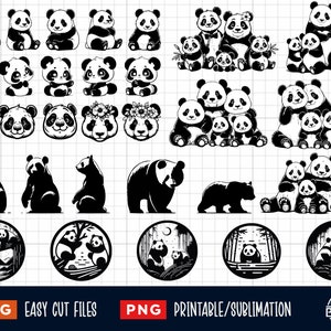 30 Panda SVG PNG Bundle, Pandas geschnitten Datei, Panda geschnitten Datei, Panda Silhouette, Panda Clipart Vektor Cricut Print