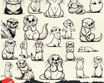 Funny Otter SVG, Quirky Otter Svg, Otter Svg, Cute Otter Clipart Png, Cute Otter Svg, Otter anime Cartoon, Otter Laser Cut, Otter kids Svg
