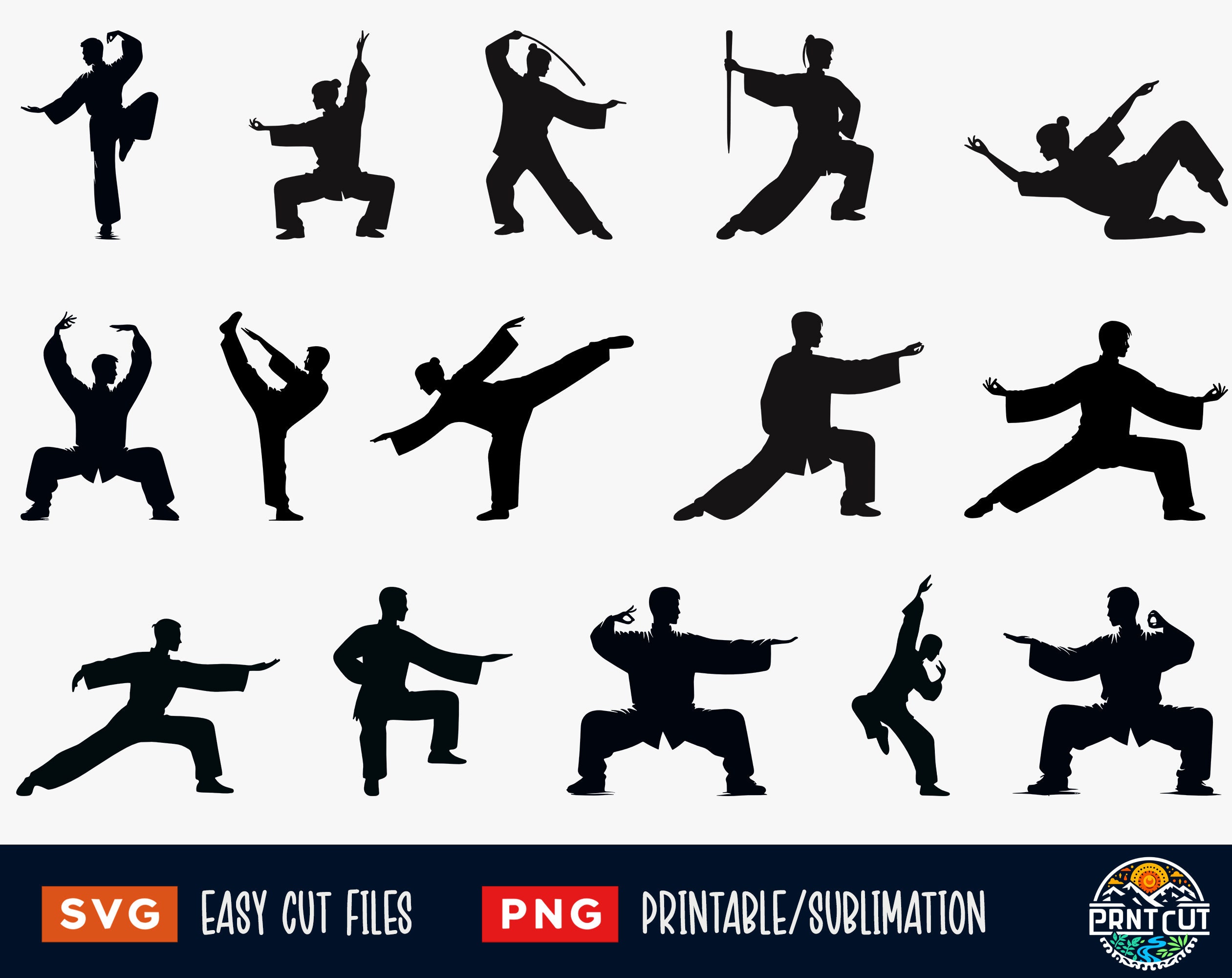 15 Tai Chi SVG Bundle, Tai Chi Svg, Tai Chi Png, Tai Chi Cut File, Tai ...