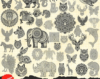 Mandala SVG, Animal Mandala SVG, Mandala Animals Svg Clipart Png Print,Animal Mandala Laser Cut, Mandala Clipart, Animals Svg, Zentangle SVG