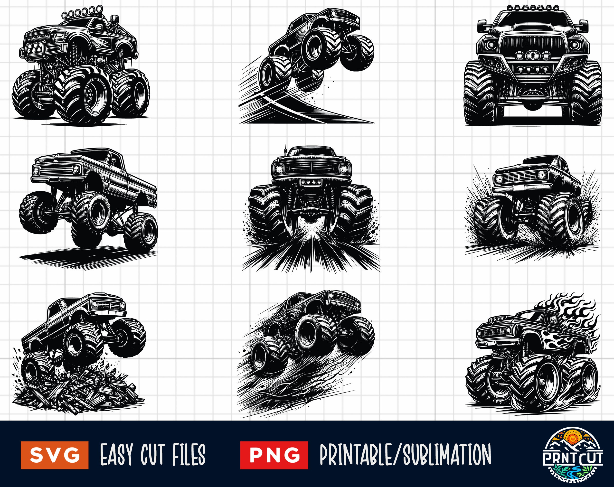 Monster Truck SVG Bundle Monster Truck Svg Png Truck Scene Svg 
