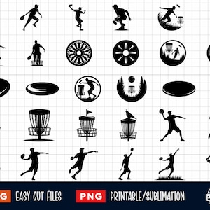 30 Disco Golf Svg, Disco Golf Png, Disco Golf Corte Archivo, Silueta de Disco Golf, Disco Golf Clipart, DiscGolf Svg, Frisbee Svg, Frisbee Png Clipart