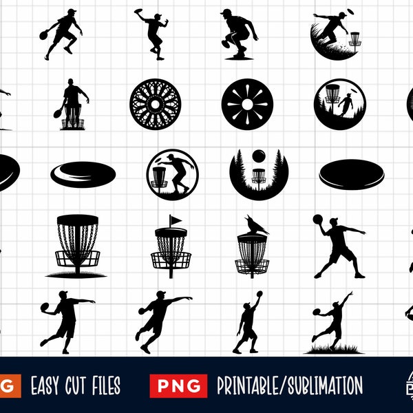 30 Disc Golf Svg, Disc Golf Png, Disc Golf Cut File, Disc Golf silhouette, Disc Golf Clipart, DiscGolf Svg, Frisbee Svg, Frisbee Png Clipart