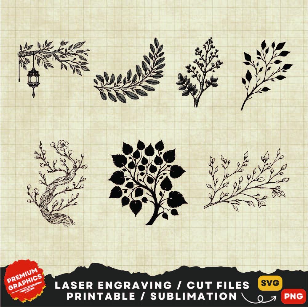 Tree Branch SVG Bundle, Branch Svg, Tree Branch Laser Cut File, Tree ...