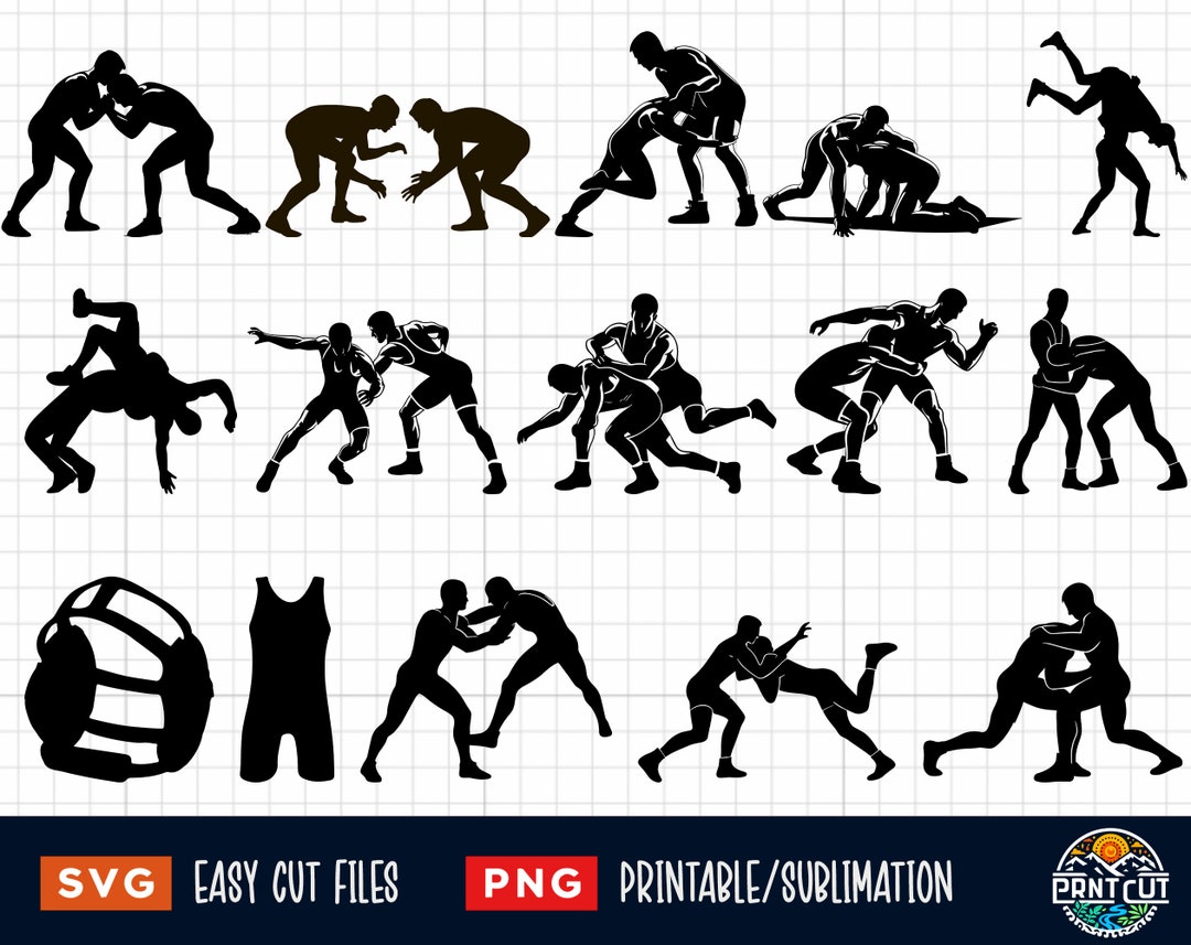 15 Wrestling SVG Bundle, Wrestling Svg, Wrestler Svg, Wrestling Cut