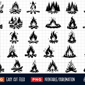 Paquete SVG de 30 fogatas, fogatas Svg, fogatas Png, fogatas Svg Png, archivo de corte de fogata, silueta de fogata, clipart de fogata, fogata