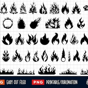 45 Pacchetto SVG di Fuoco e Fiamma, Fuoco SVG, Fiamma SVG, Muro di Fuoco e Fiamma SVG PNG, File di taglio di Fuoco e Fiamma, Silhouette di Fuoco e Fiamma, Vettore di Fuoco Cricut