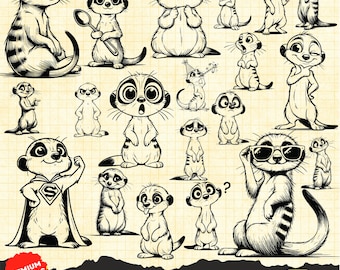 Funny Meerkat Svg, Cute Meerkat Svg, Meerkat Svg Clipart Png, Meerkat Laser Cut, Kawaii Meerkat Svg, Meerkat Funny Svg, Meerkat sunglasses