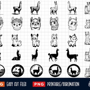 30 Llama Svg Png Bundle, Llama Svg, Baby Lama Svg, Llama Family Svg, Llama Head Svg, Llama Silhouette, Llama Cut File, Llama Clipart Print