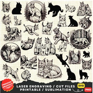 Lot de 60 lynx roux, Svg lynx roux, lynx Png, tête de lynx roux Png, Lynx Svg png, lynx roux, silhouette lynx roux, lynx roux Clipart, impression lynx roux