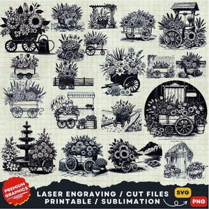20 Blumen Warenkorb svg, Wildblumen Warenkorb svg, Laser geschnitten Blumenwagen, Blumenwagen Clipart Png, Wildblumen Laserschnitt, Blumenwagen svg, Blumen svg