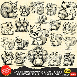 Funny Squirrel SVG, Quirky Squirrel Svg, Squirrel Svg, Squirrel Clipart Png, Cute Squirrel Svg, Squirrel anime Cartoon, Squirrel Laser Cut