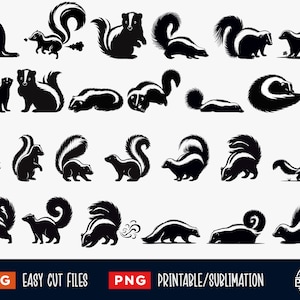 26 Skunk SVG Bundle, Skunk Svg, Skunk Png, Skunk fart Svg, Skunk Cut File, Skunk silhouette, Skunk Clipart, Skunk Vector Print, Animal Svg