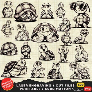 Funny Tortoise SVG, Quirky Tortoise Svg, Tortoise Svg, Tortoise Clipart Png, Cute Tortoise Svg, Tortoise anime Cartoon, Tortoise Laser Cut