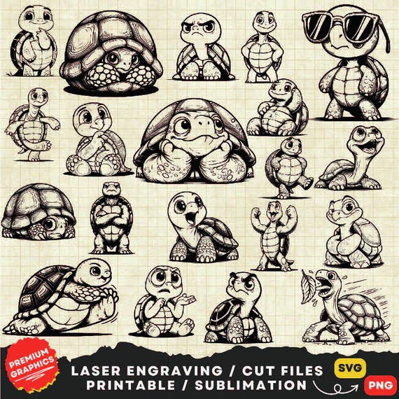 Funny Tortoise SVG, Quirky Tortoise Svg, Tortoise Svg, Tortoise Clipart Png, Cute Tortoise Svg, Tortoise anime Cartoon, Tortoise Laser Cut