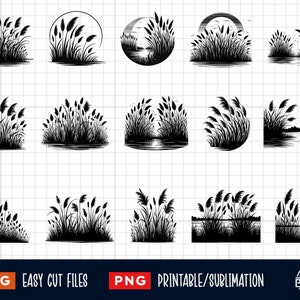 15 Grass Reeds SVG Bundle, Cattail Svg, Wild Grass Svg, Grass Reed silhouette, Grass Reed Clipart, Grass Reed Cut Files, Grass Svg Png Print