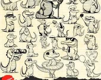 Rolig alligator SVG, söt alligator Svg, udda alligator Svg, rolig krokodil, alligator clipart Png, krokodil solglasögon, krokodil laser