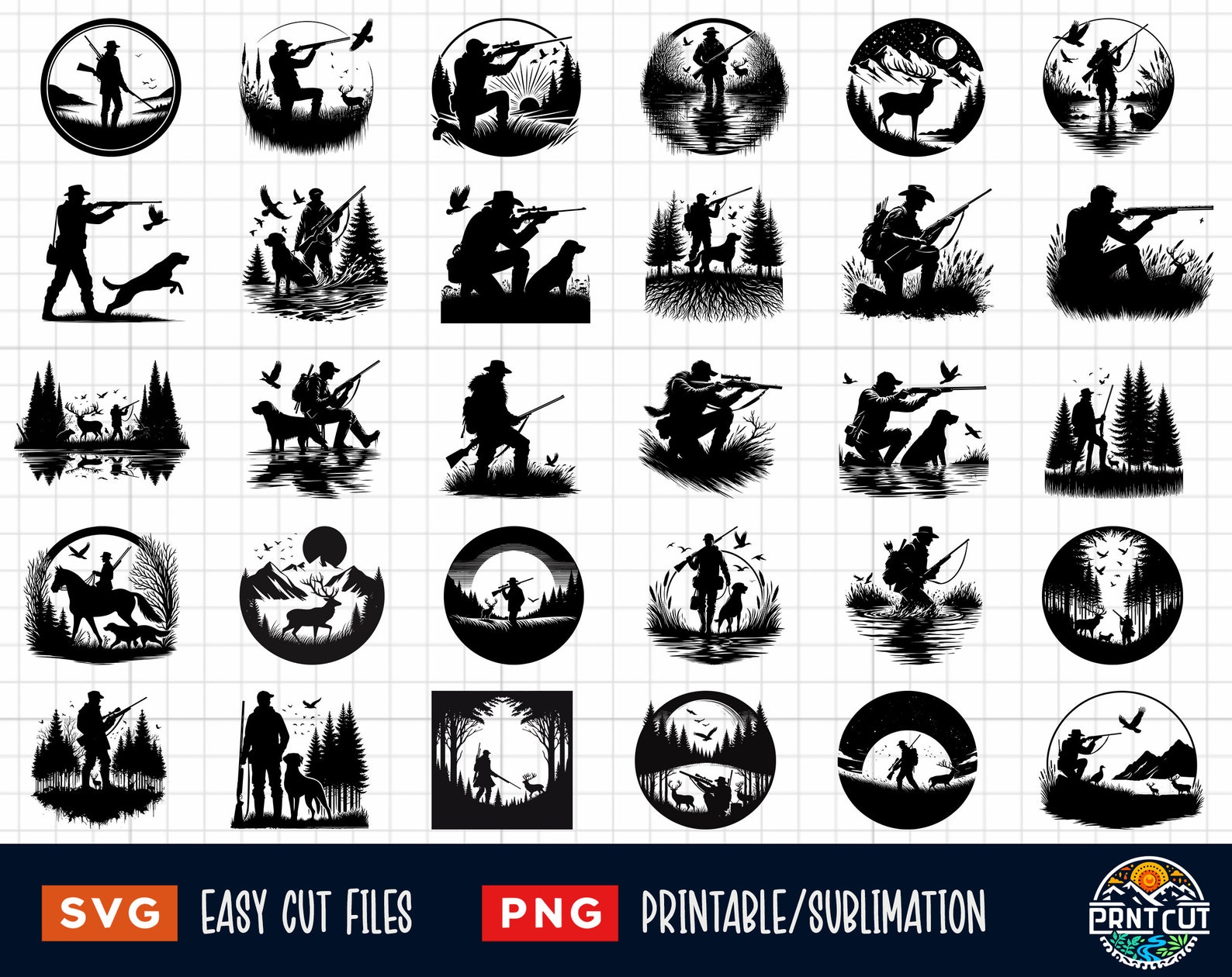30 Hunter Scene SVG, Hunting Svg, Hunting Clipart,hunting Png, Hunter ...